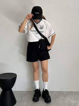 「サッカー」｜「アイテム（帽子）」を使った、rinoさん（レディース・160cm）の春コーディネート