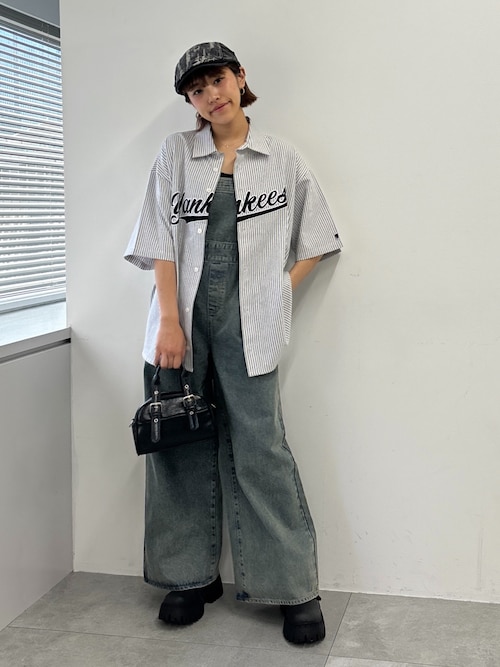 ∴WEGO/【25年春夏新作】MLB別注ストライプグラフィックシャツ