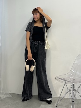 「WEGO（ウィゴー）のアイテム（カーディガン/ボレロ）」を使った、rinoさん（レディース・160cm）の夏コーディネート