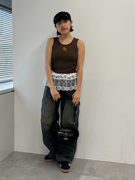 「アイテム（タンクトップ）」を使った、rinoさん（レディース・160cm）の夏コーディネート