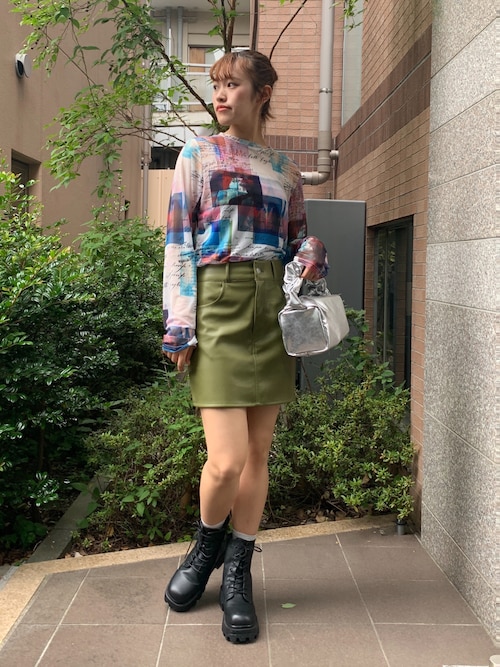 セール】WEGO/フェイクレザー台形ミニスカート（スカート
