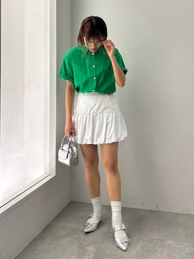 「アイテム（デニムスカート）」を使った、rinoさん（レディース・160cm）の夏コーディネート
