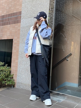 「マイベストコーデ2022」｜「アイテム（ダウンベスト）」を使った、rinoさん（レディース・160cm）の冬コーディネート