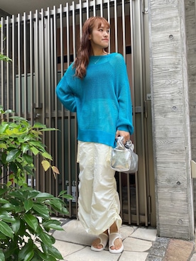 「スリット」｜「アイテム（キャミソール）」を使った、rinoさん（レディース・160cm）の夏コーディネート