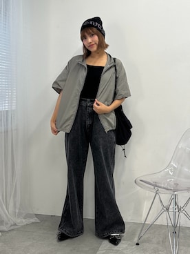 「アイテム（ブルゾン）」を使った、rinoさん（レディース・160cm）の夏コーディネート