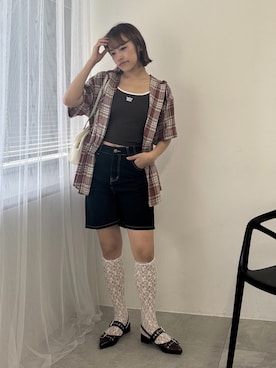 「アイテム（キャミソール、ブラウン系）」を使った、rinoさん（レディース・160cm）の夏コーディネート