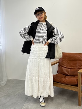 「WC（ダブル シー）のアイテム（スカート）」を使った、rinoさん（レディース・160cm）の秋コーディネート