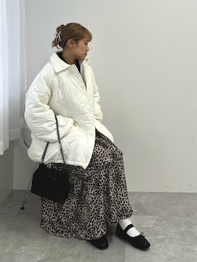 「ティアードスカート」｜「アイテム（バレエシューズ）」を使った、rinoさん（レディース・160cm）の冬コーディネート