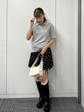 「アイテム（ポロシャツ）」を使った、rinoさん（レディース・160cm）の夏コーディネート
