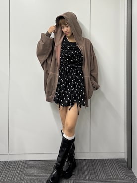 「韓国ファッション」｜「アイテム（パーカー）」を使った、rinoさん（レディース・160cm）の秋コーディネート