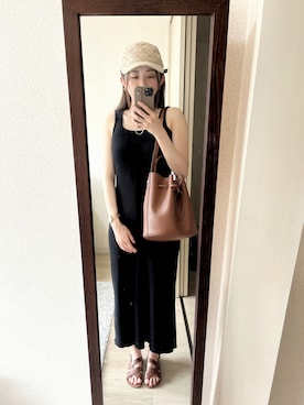「TORY BURCH（トリーバーチ）のアイテム（帽子）」を使った、MOEKOさん（レディース・158cm）の夏コーディネート