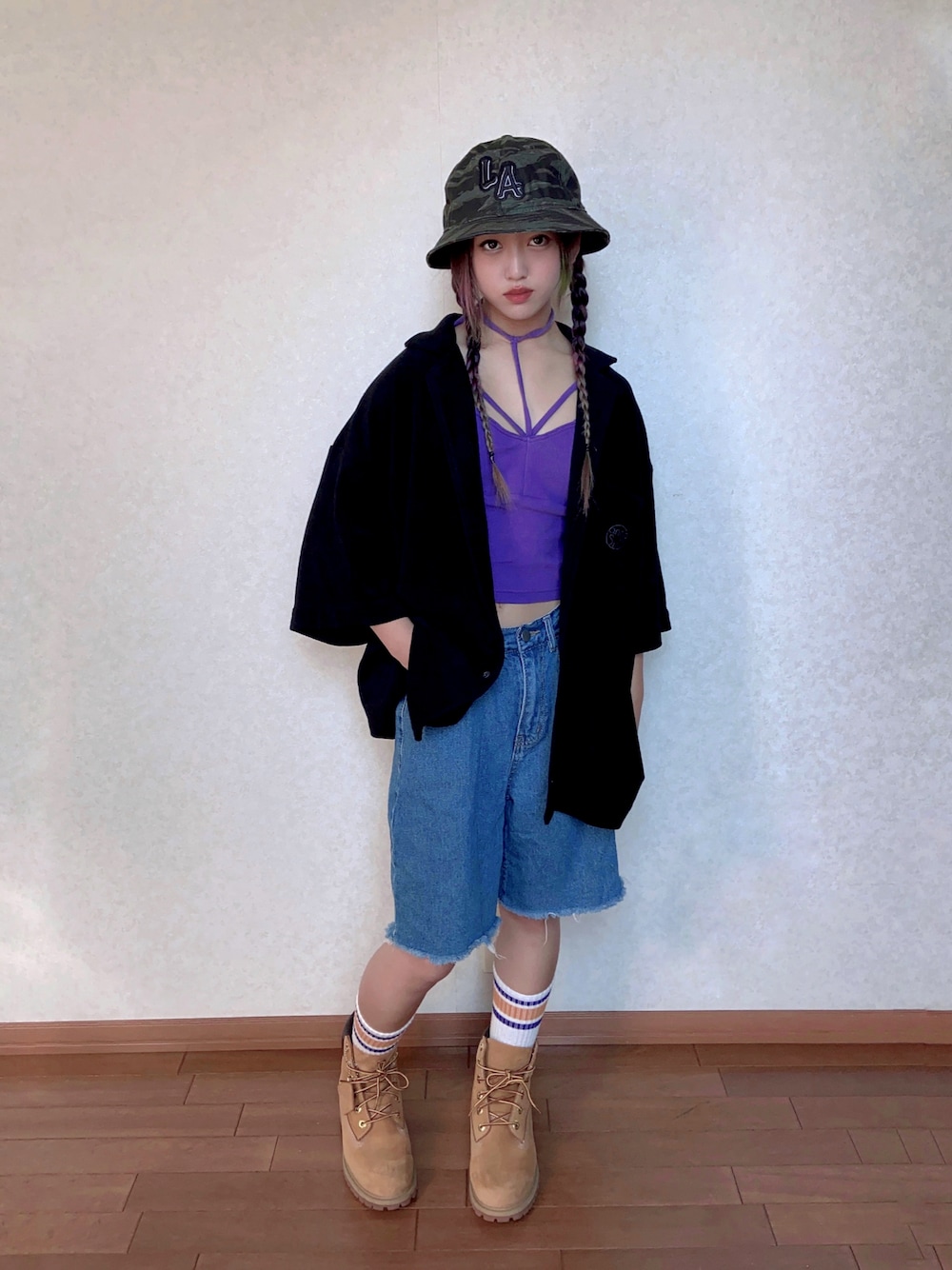 ANNA SUI パイル　半袖　トップス　ブラック L ANNA SUI NYC パイル半袖トップス BLACK（アナスイ エヌワイシー