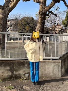 「JEANASIS（ジーナシス）のヌバックライクフレアパンツ/162217（その他パンツ）」を使った、maru7chaaさん（レディース・153cm）の春コーディネート