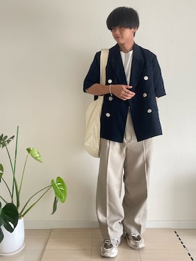 「Ellno Loset（エルノロゼット）のアイテム（テーラードジャケット）」を使った、hide158さん（メンズ・158cm）の春コーディネート