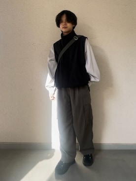 「Ellno Loset（エルノロゼット）のアイテム（ベスト）」を使った、hide158さん（メンズ・158cm）の春コーディネート