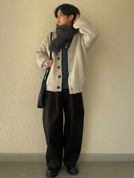 「WYM LIDNM（ウィム バイ リドム）のアイテム（スウェット）」を使った、hide158さん（メンズ・158cm）の冬コーディネート