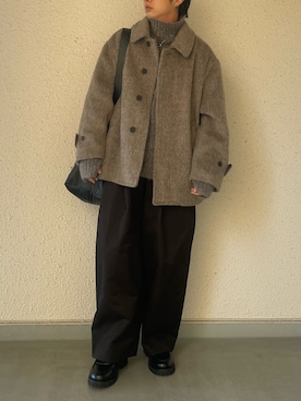 「WYM LIDNM（ウィム バイ リドム）のアイテム（その他パンツ）」を使った、hide158さん（メンズ・158cm）の冬コーディネート