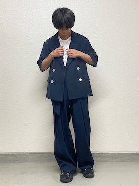 「Ellno Loset（エルノロゼット）のアイテム（テーラードジャケット）」を使った、hide158さん（メンズ・158cm）の春コーディネート