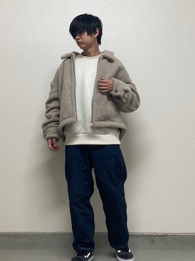 「LAKOLE（ラコレ）のアイテム（スウェット）」を使った、hide158さん（メンズ・159cm）の冬コーディネート