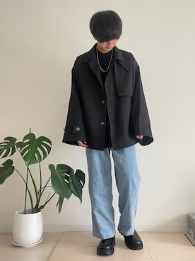 「Ellno Loset（エルノロゼット）のアイテム（ブルゾン）」を使った、hide158さん（メンズ・159cm）の春コーディネート