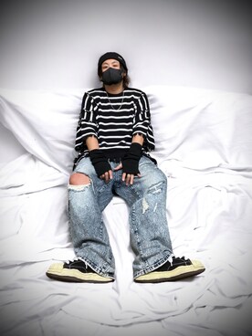 「DISCOVERED（ディスカバード）のアイテム（トップス）」を使った、raosukeさん（メンズ・182cm）の春コーディネート