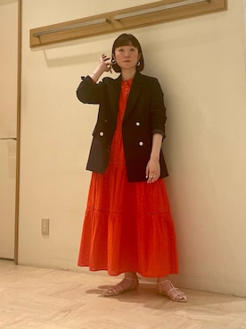 「fredy emue（フレディエミュ）のダブルブレストジャケット（テーラードジャケット）」を使った、ほこさん（レディース・158cm）の春コーディネート