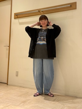 「fredy emue（フレディエミュ）のカーブデニムパンツ（デニムパンツ）」を使った、ほこさん（レディース・158cm）の春コーディネート