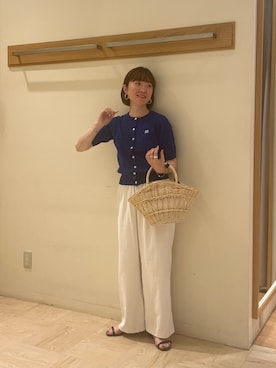 「ケーブルニット」｜「アイテム（サンダル）」を使った、ほこさん（レディース・158cm）の夏コーディネート