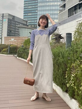 「fredy emue（フレディエミュ）のバックルキルトチェーンバッグ（ショルダーバッグ）」を使った、ほこさん（レディース・158cm）の春コーディネート