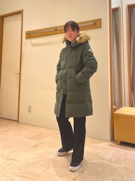 「GEVACO」｜「アイテム（ダウンジャケット/コート）」を使った、ほこさん（レディース・158cm）の冬コーディネート