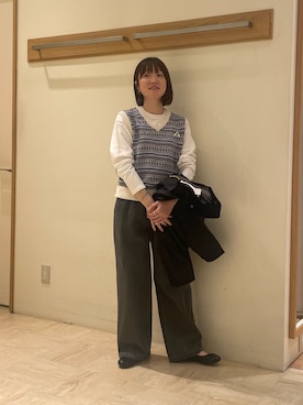 「GEVACO」｜「アイテム（ベスト）」を使った、ほこさん（レディース・158cm）の秋コーディネート