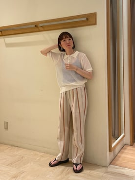 「GEVACO」｜「アイテム（サンダル）」を使った、ほこさん（レディース・158cm）の春コーディネート