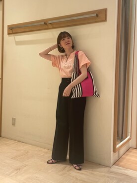 「fredy emue（フレディエミュ）のヌードストラップフラットサンダル（サンダル）」を使った、ほこさん（レディース・158cm）の夏コーディネート