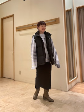 「FREDY&GLOSTER」｜「アイテム（ダウンベスト）」を使った、ほこさん（レディース・158cm）の冬コーディネート