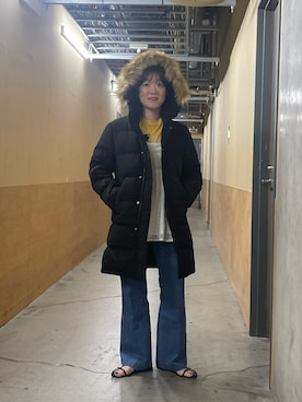 「GEVACO」｜「アイテム（ダウンジャケット/コート）」を使った、ほこさん（レディース・158cm）の冬コーディネート