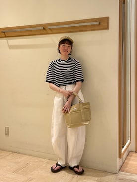 「GEVACO」｜「アイテム（帽子）」を使った、ほこさん（レディース・158cm）の春コーディネート