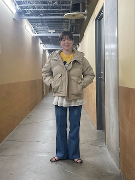 「GEVACO」｜「アイテム（ダウンジャケット/コート）」を使った、ほこさん（レディース・158cm）の秋コーディネート