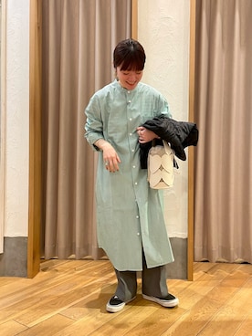 「ほめられ本命コーデ」｜「アイテム（シャツワンピース）」を使った、ほこさん（レディース・158cm）の冬コーディネート