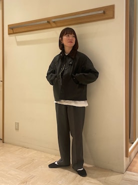 「バブアー」｜「アイテム（アクセサリー）」を使った、ほこさん（レディース・158cm）の秋コーディネート