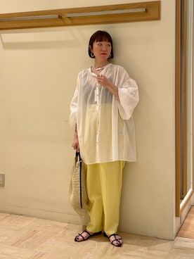 「fredy emue（フレディエミュ）の【fredyemueフレディエミュ】ドロストボリュームシャツブラウス（シャツ/ブラウス）」を使った、ほこさん（レディース・158cm）の春コーディネート