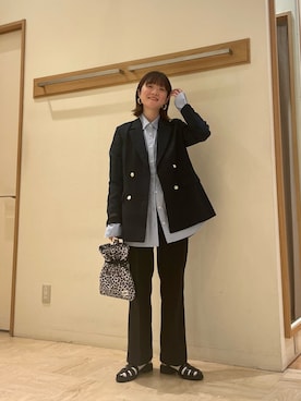 「fredy emue（フレディエミュ）のダブルブレストジャケット（テーラードジャケット）」を使った、ほこさん（レディース・158cm）の冬コーディネート