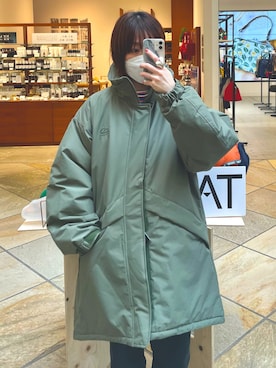 「カーキアウター」｜「アイテム（その他アウター）」を使った、ほこさん（レディース・158cm）の冬コーディネート