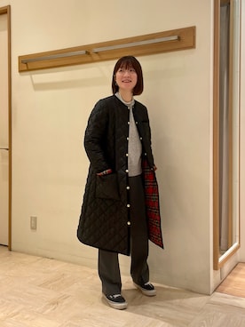 「Traditional Weatherwear」｜「アイテム（その他アウター）」を使った、ほこさん（レディース・158cm）の秋コーディネート