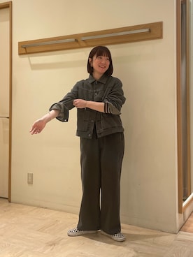 「GEVACO」｜「アイテム（デニムジャケット）」を使った、ほこさん（レディース・158cm）の秋コーディネート