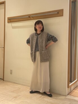 「GEVACO」｜「アイテム（ベスト）」を使った、ほこさん（レディース・158cm）の秋コーディネート