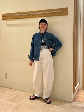 「GEVACO」｜「アイテム（帽子）」を使った、ほこさん（レディース・158cm）の春コーディネート
