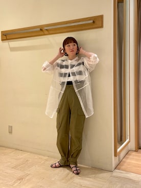 「GEVACO」｜「アイテム（サンダル）」を使った、ほこさん（レディース・158cm）の春コーディネート