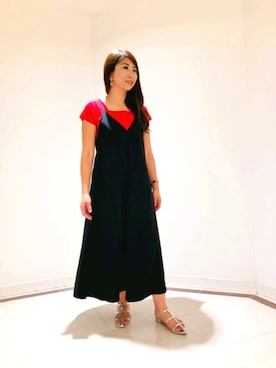 「キャミソールワンピ」｜「アイテム（ワンピース/ドレス）」を使った、SAYAKAさん（レディース・162cm）の春コーディネート