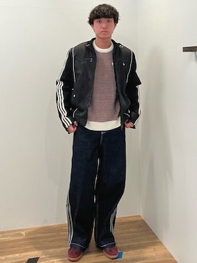 「アイテム（スウェット）」を使った、MKさん（メンズ・180cm）の冬コーディネート