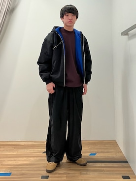 「長袖Tシャツ」｜「アイテム（ジャケット/アウター）」を使った、MKさん（メンズ・180cm）の秋コーディネート